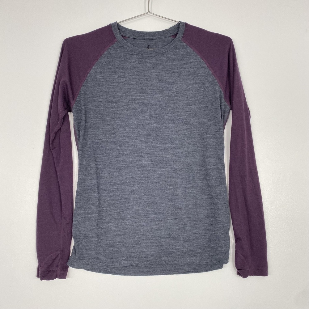 Ridge Shirt Mens‎ Medium Gray Purple Raglan Long Sleeve Colorblock Crewneck Tee